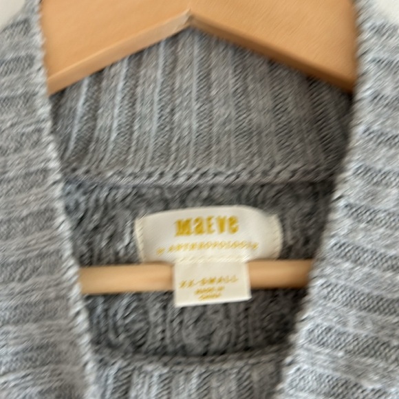 Anthropologie Maeve Sweater Womens Grey White Cable-Knit Layered Sweater - Picture 5 of 6